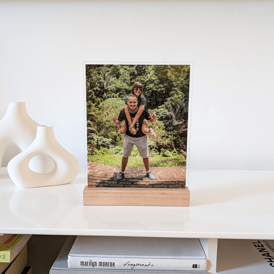Large Portrait Acrylic Wood Base Photo Frame